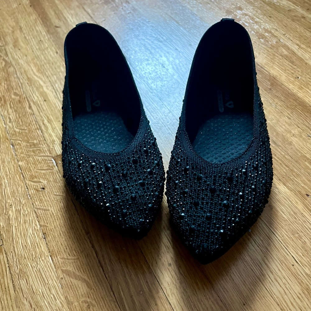Comfortable Black Beaded Women's Flats